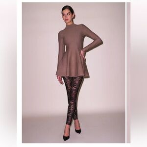 Fleur du Mal LONG SLEEVE FLARED CORSET, Latte, Small